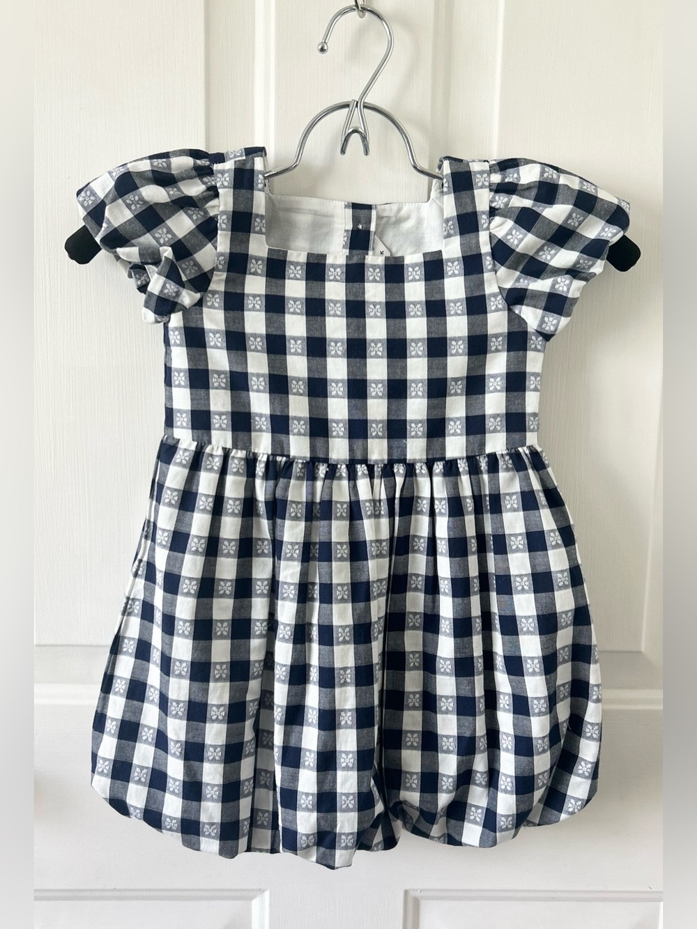 Janie and Jack Navy Blue Gingham Floral Bubble Dress Size 3